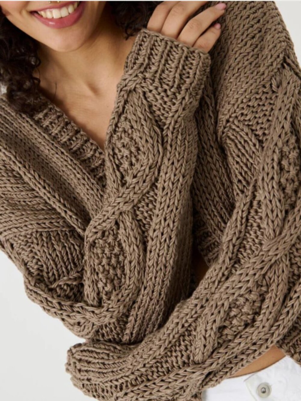 Taupe cotton cardigan oversized